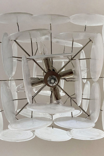 Vintage Art White Glass Disks Chandelier - view 16 | morylighting