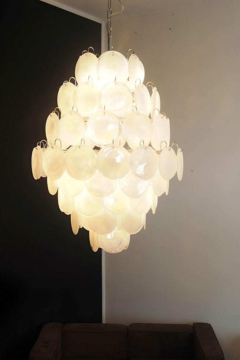 Wonderful Vintage Art White Discs Chandelier - view 9 | morylighting