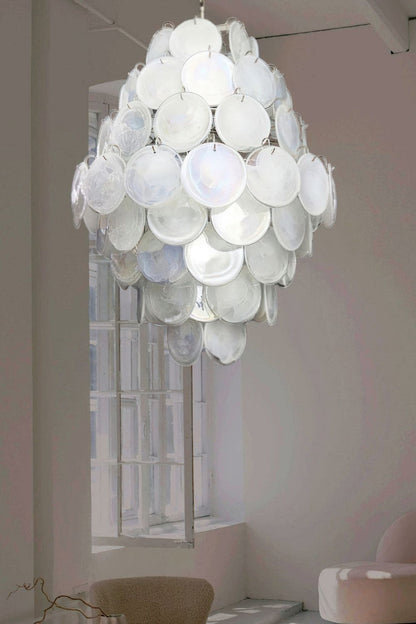 Wonderful Vintage Art White Discs Chandelier - view 6 | morylighting