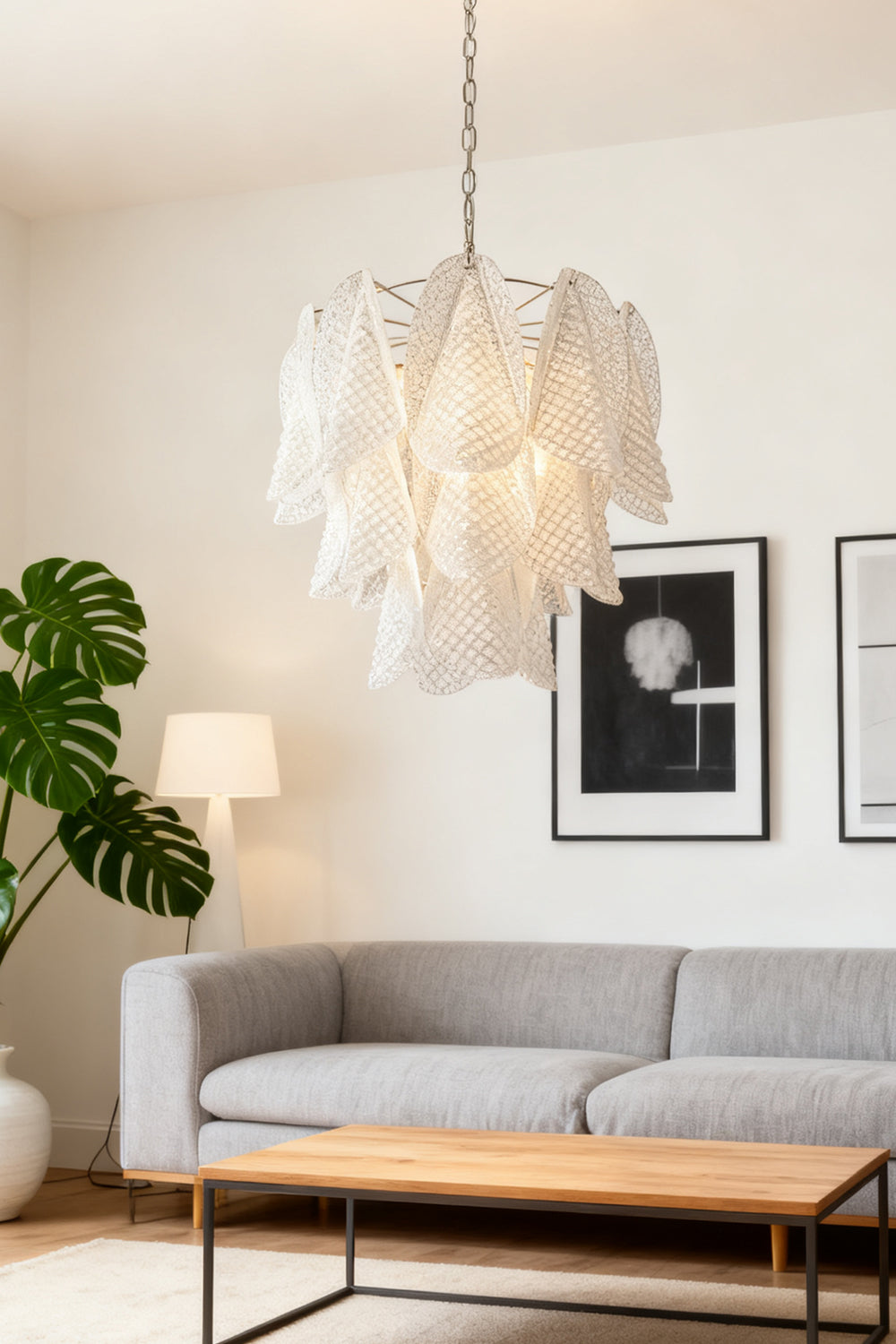 Art Glass Leaf Chandelier - view 6 | morylighting