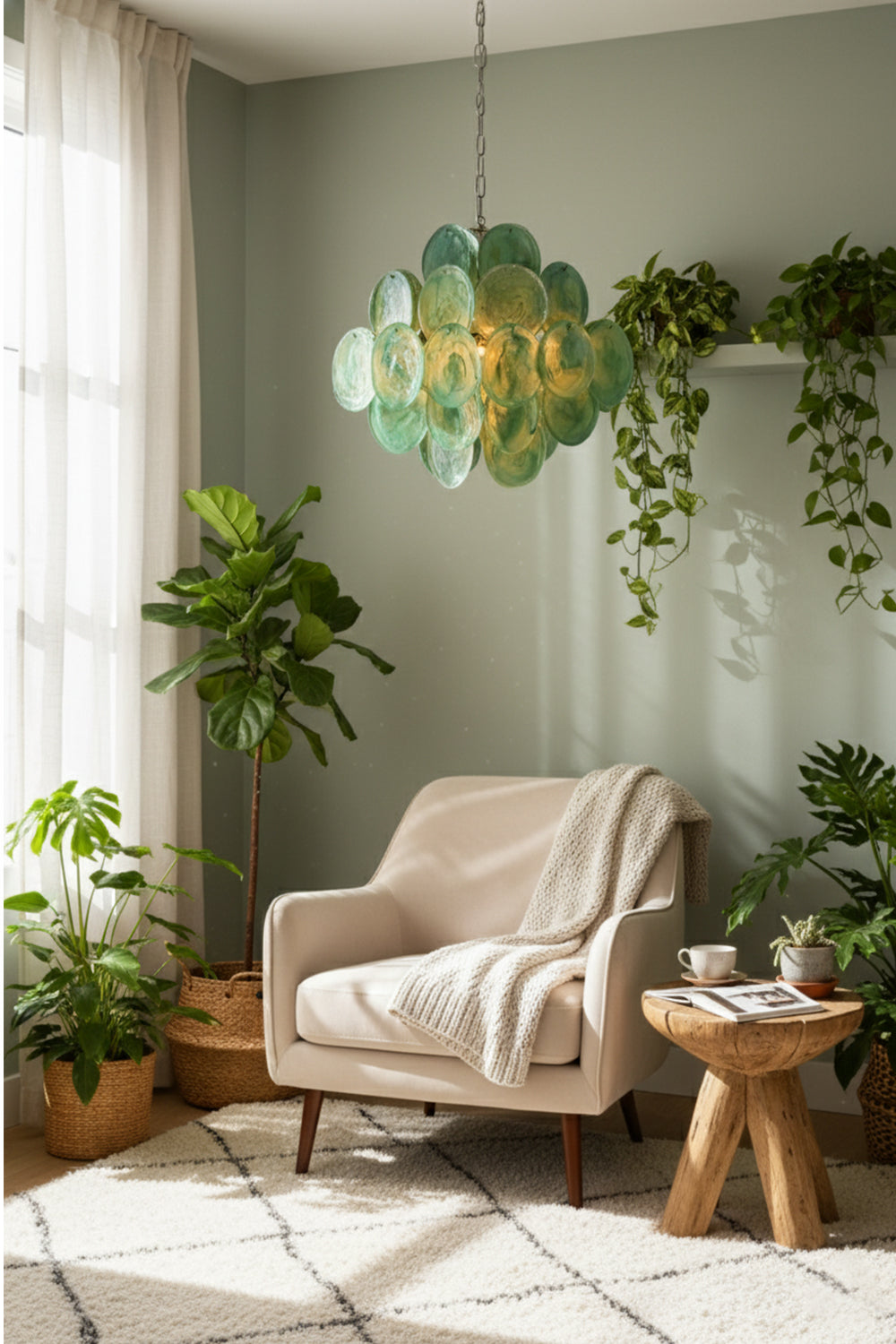 Art Green Disks Chandelier - view 3 | morylighting