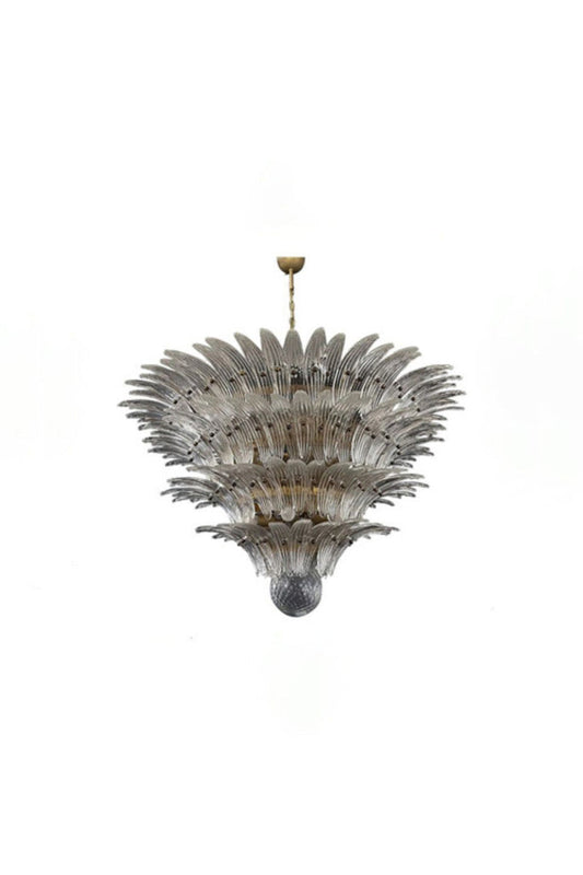 Art Palm Leaf 4-Tier Clear Glass Chandelier | morylighting
