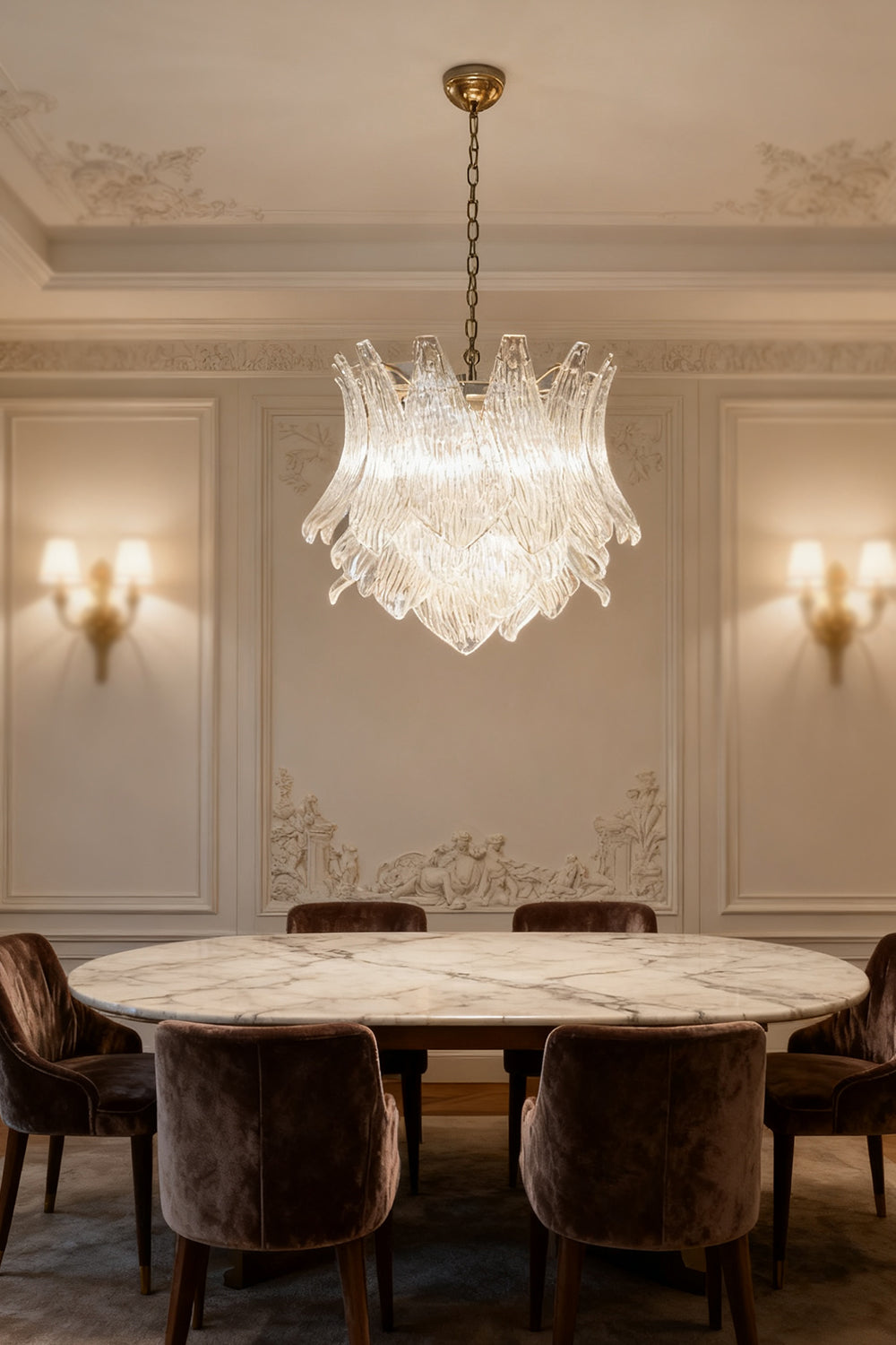 Art Ripple Leaf Glass Chandelier - view 5 | morylighting