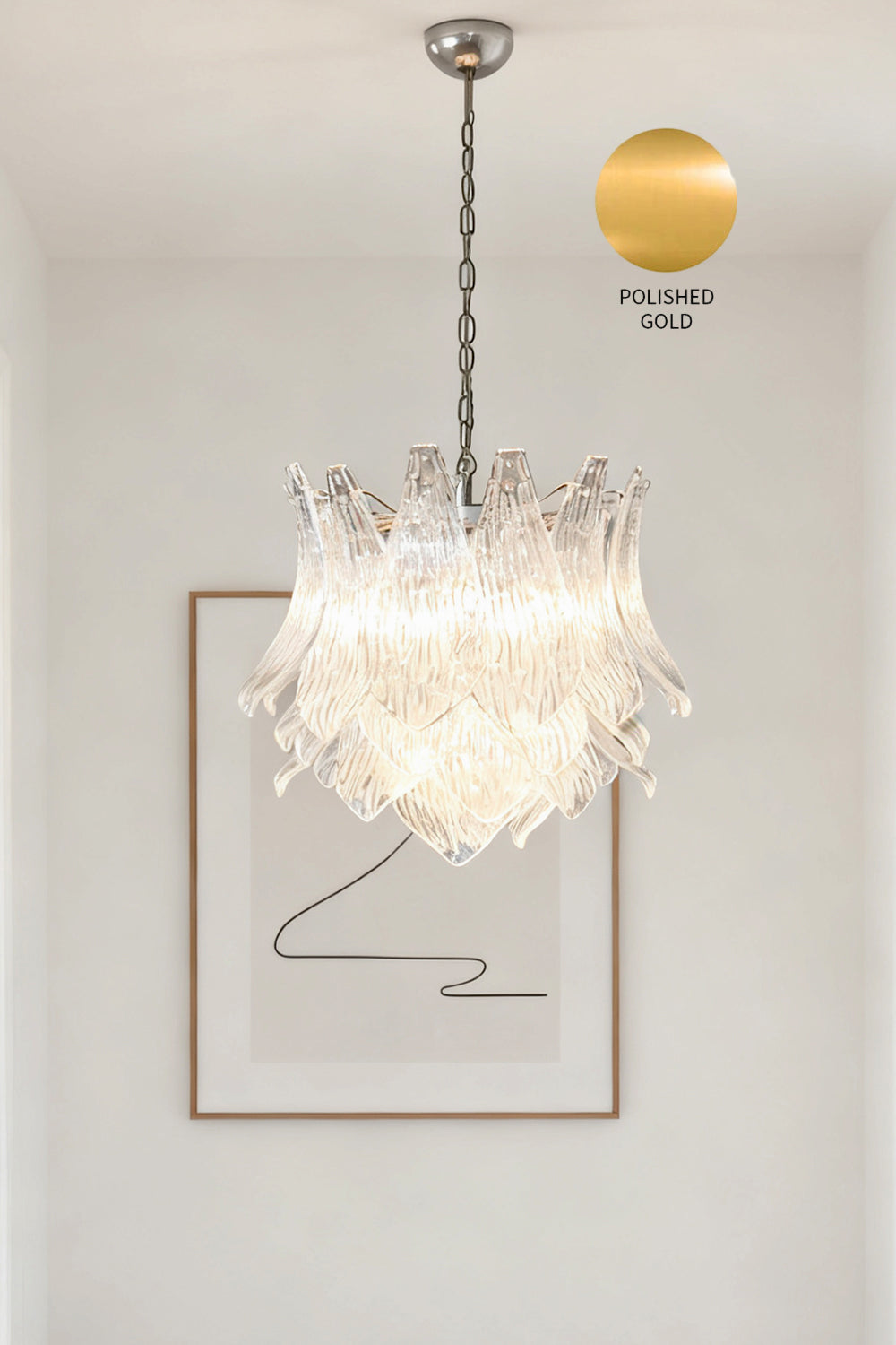 Art Ripple Leaf Glass Chandelier - view 18 | morylighting
