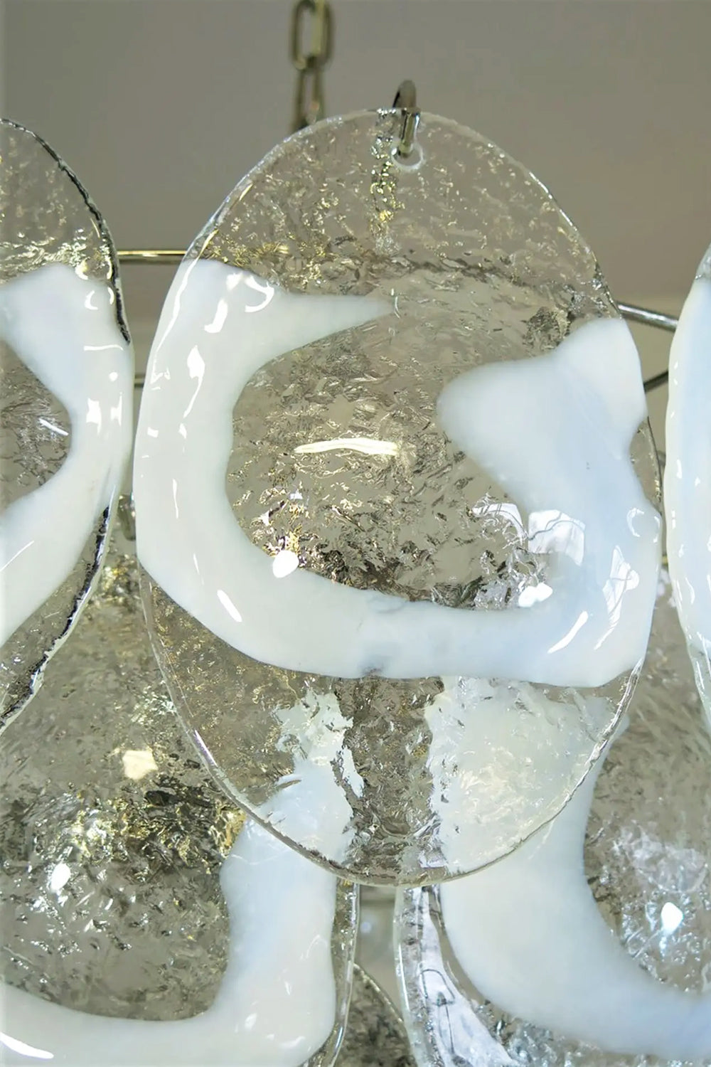 Art White and Clear Oval Glass Chandelier - view 12 | morylighting
