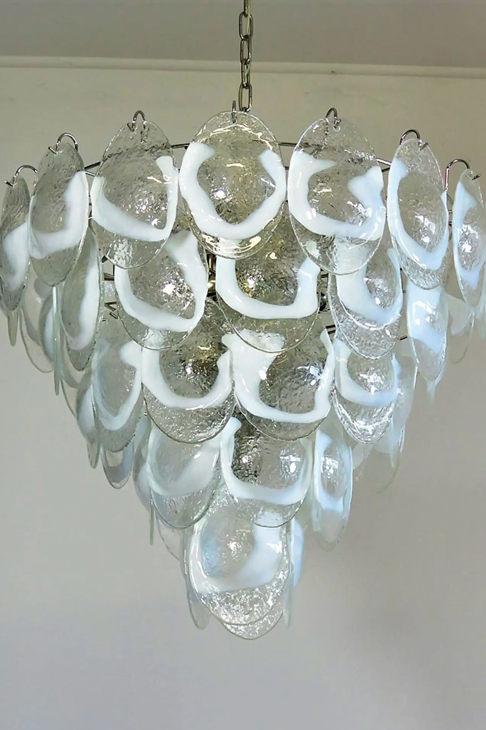 Art White and Clear Oval Glass Chandelier - view 11 | morylighting