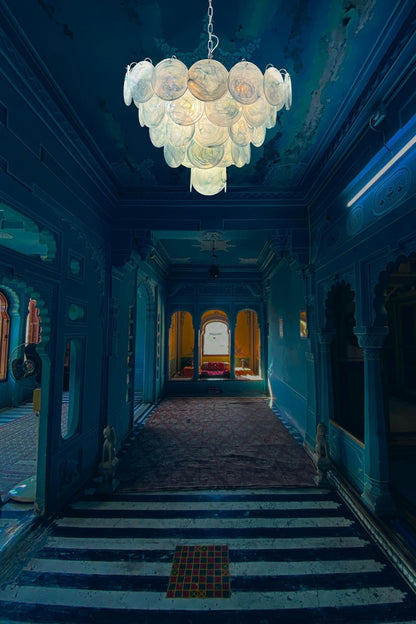 Blue Glass High Quality Art Iridescent Chandelier - view 17 | morylighting