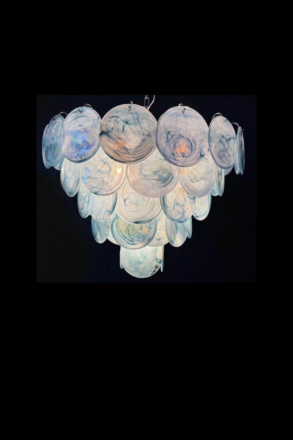 Blue Glass High Quality Art Iridescent Chandelier - view 19 | morylighting