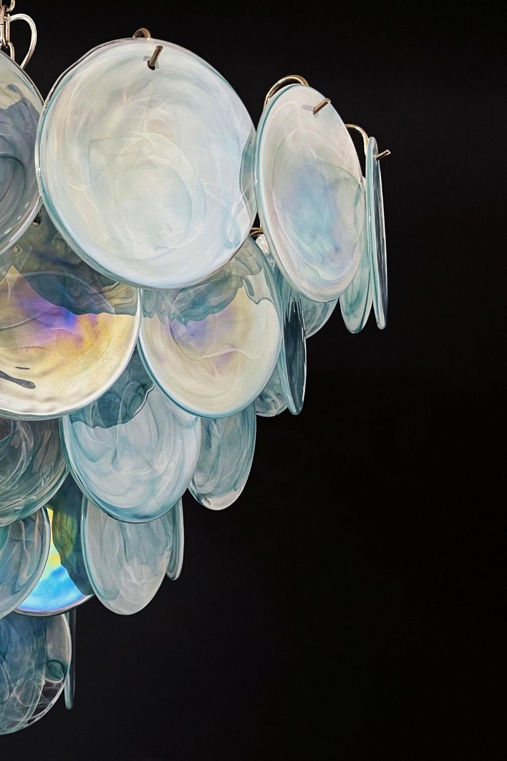 Blue Glass High Quality Art Iridescent Chandelier - view 20 | morylighting