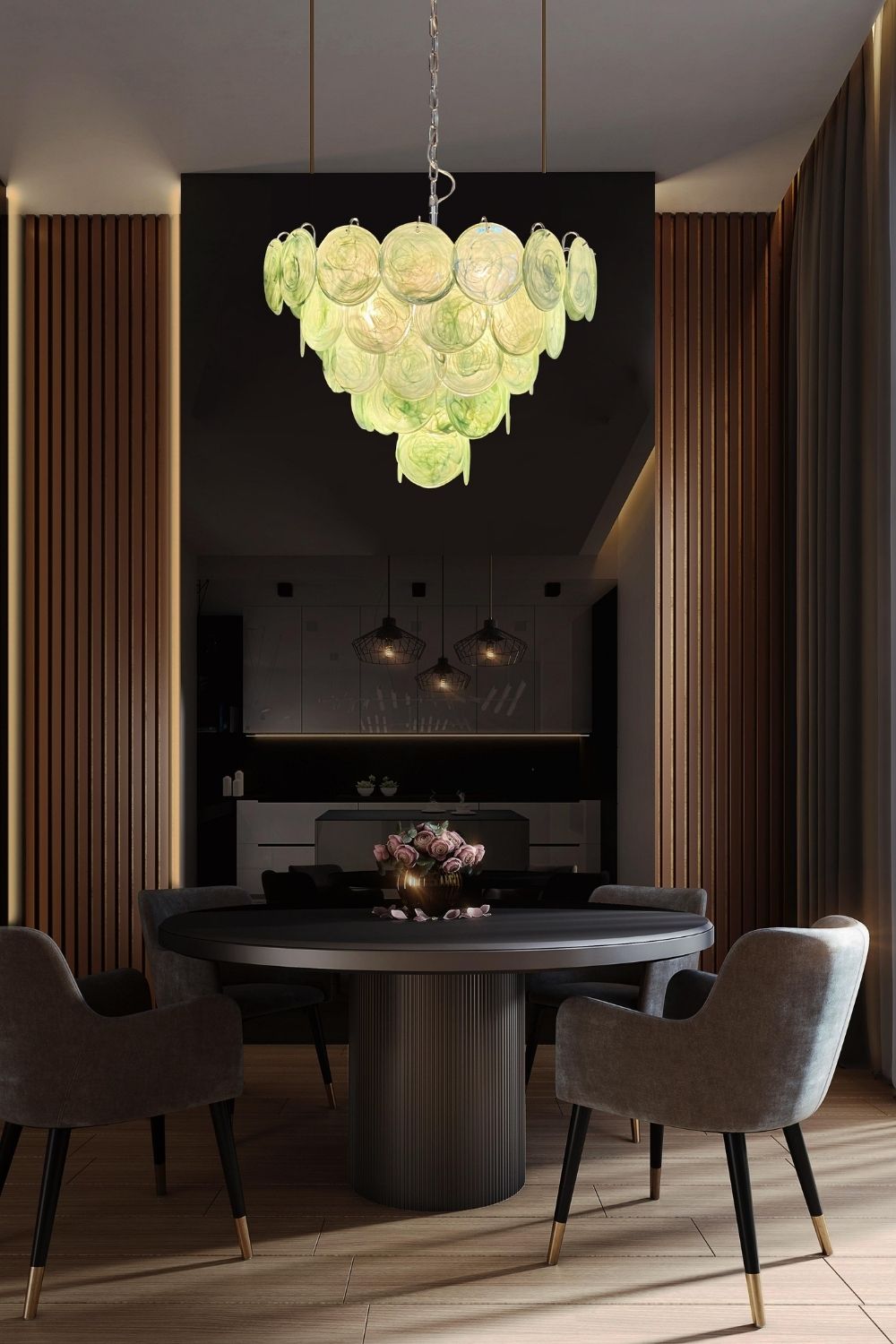 Green Glass High Quality Art Iridescent Chandelier - view 12 | morylighting