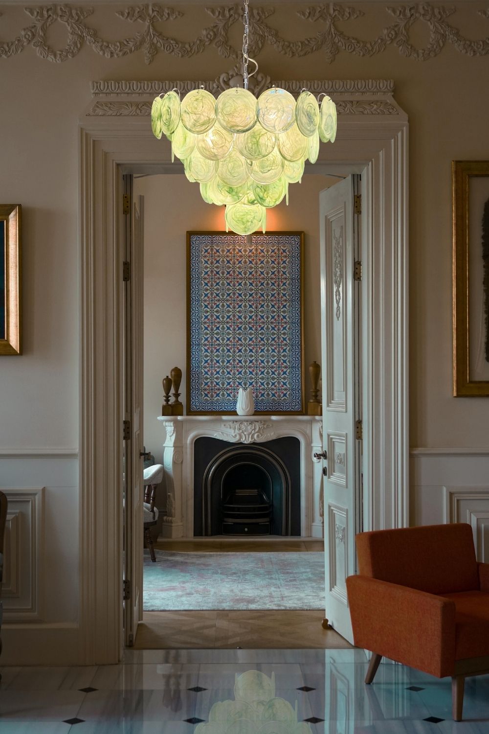 Green Glass High Quality Art Iridescent Chandelier - view 13 | morylighting