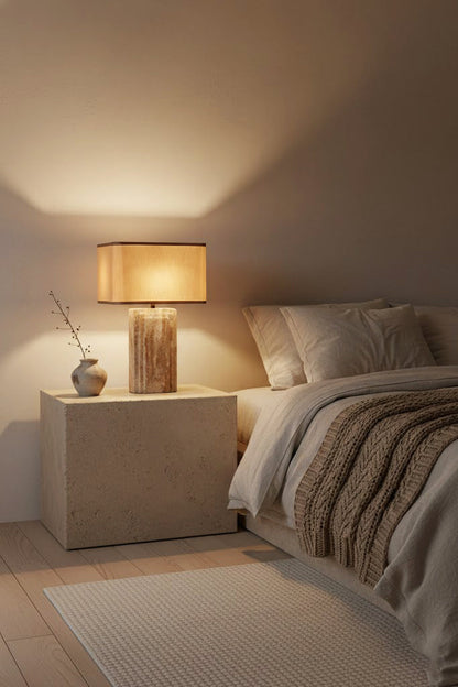 Natural Travertine Table Lamp - view 2 | morylighting
