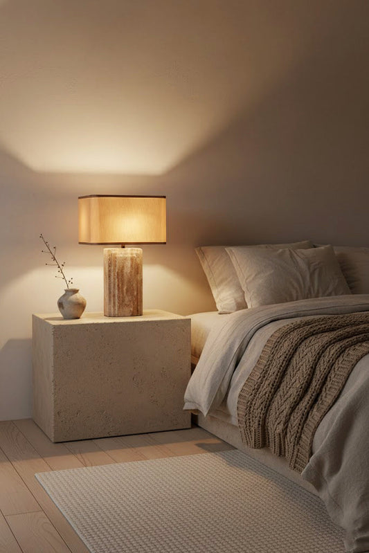 Natural Travertine Table Lamp - view 2 | morylighting