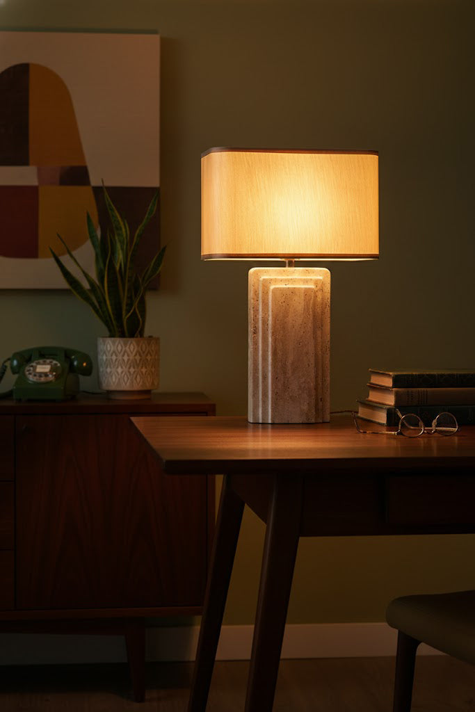 Natural Travertine Table Lamp - view 4 | morylighting