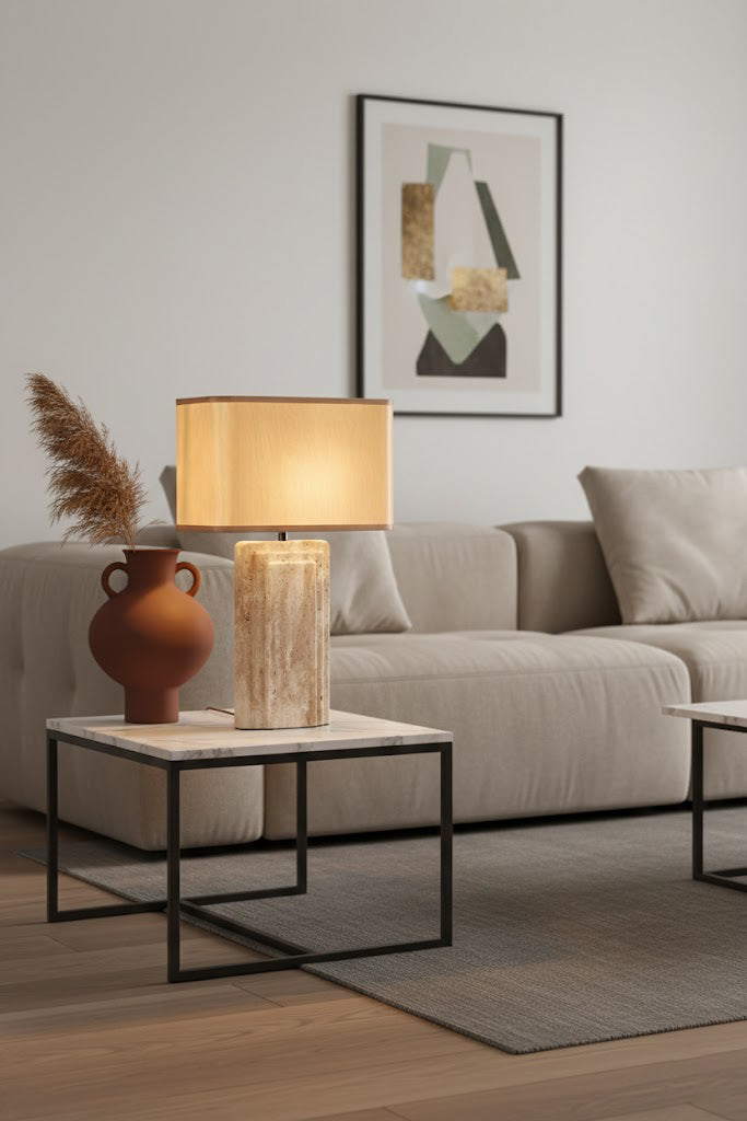 Natural Travertine Table Lamp - view 3 | morylighting