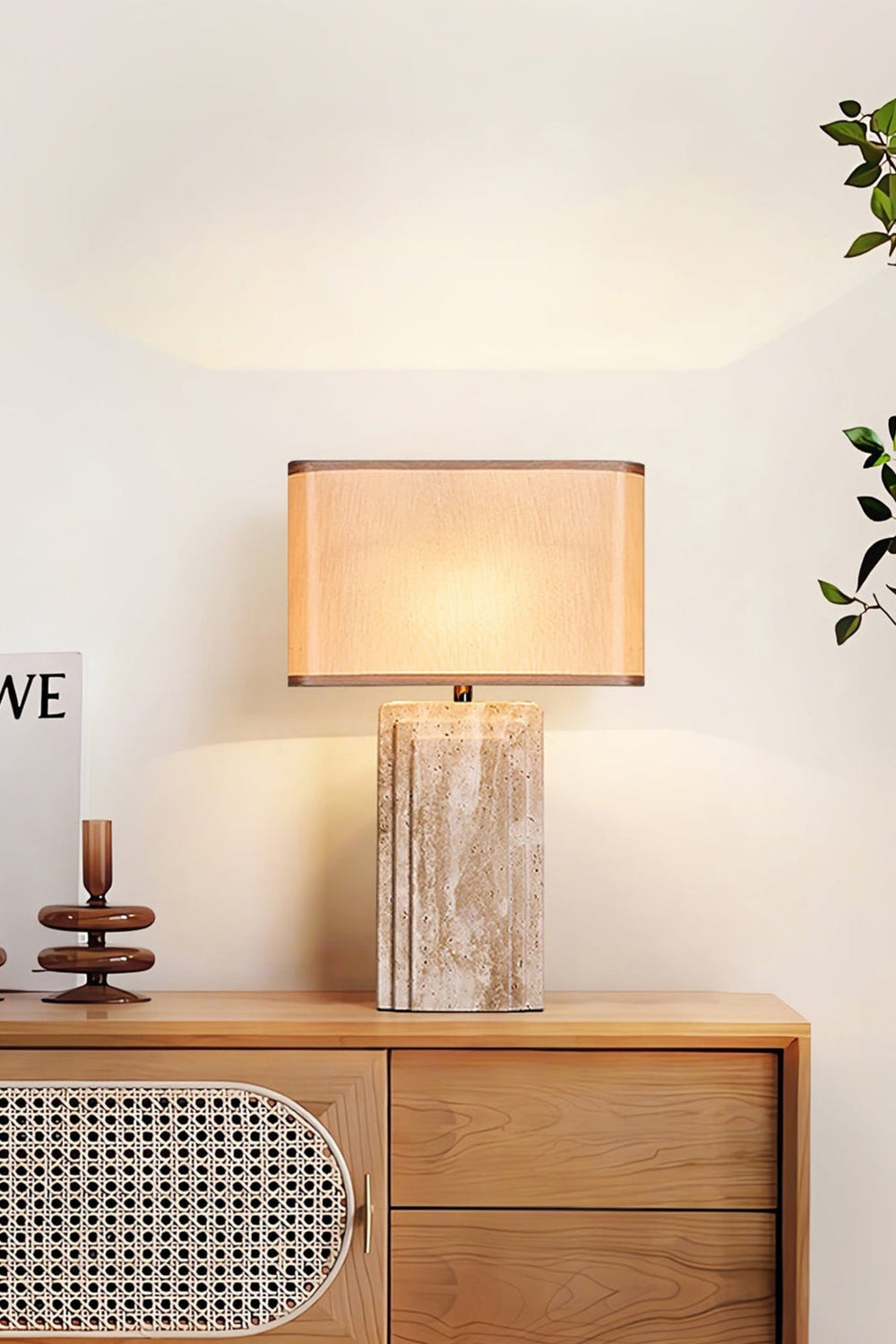 Natural Travertine Table Lamp - view 9 | morylighting