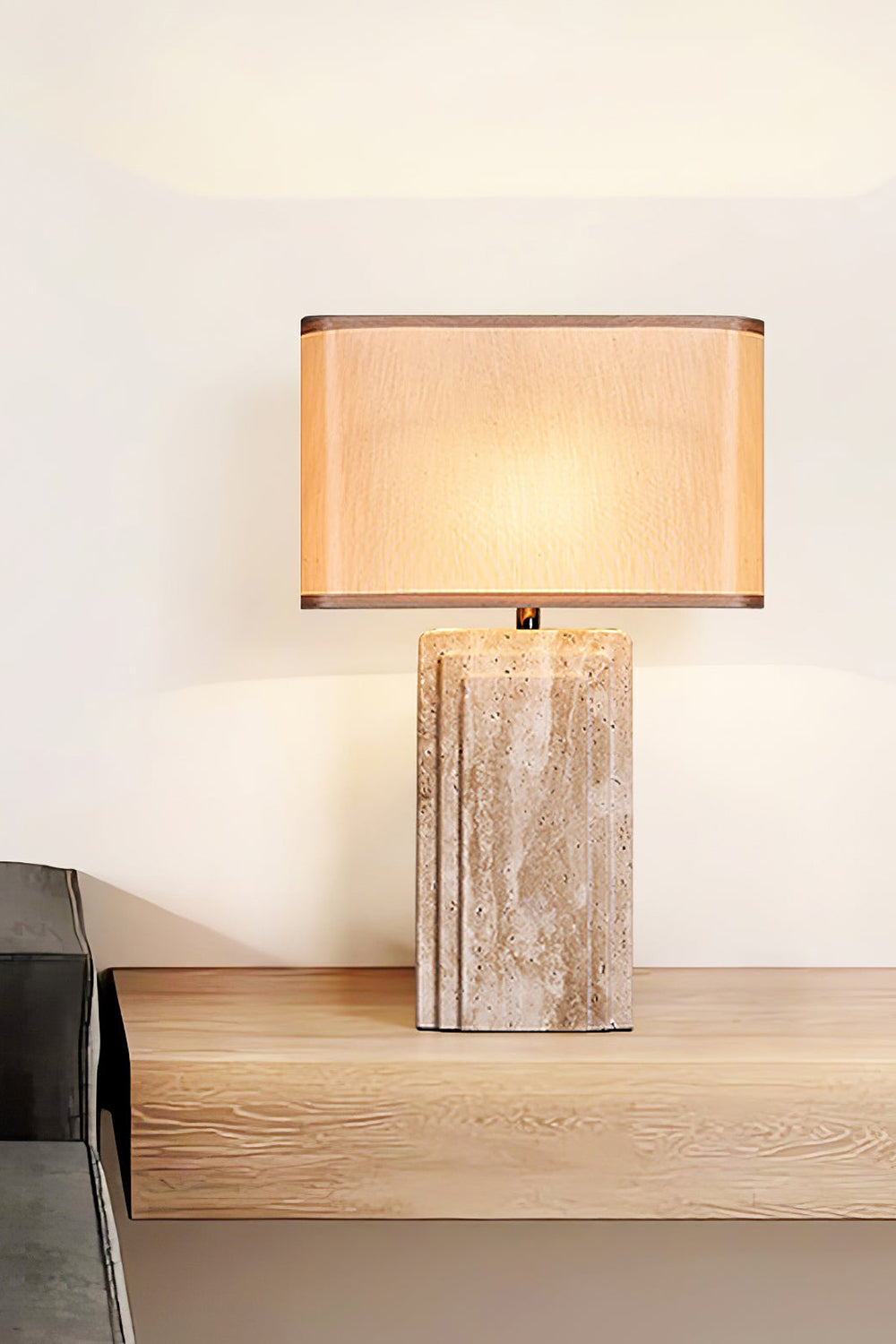 Natural Travertine Table Lamp - view 7 | morylighting