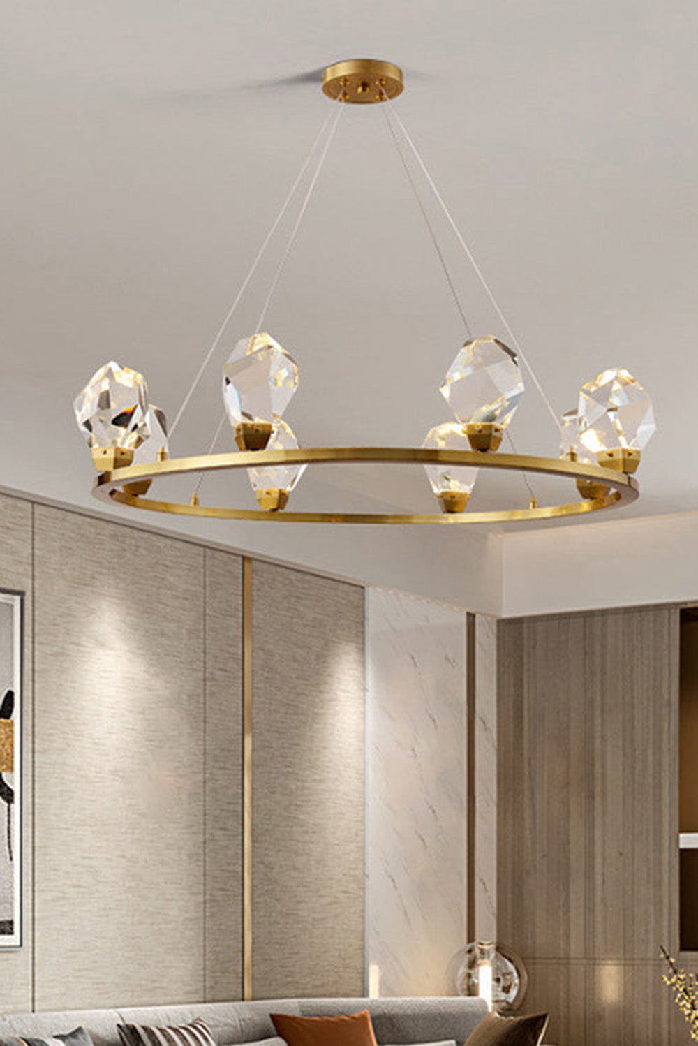 Brass Nicole Crystal Crown De Chandelier - view 2 | morylighting