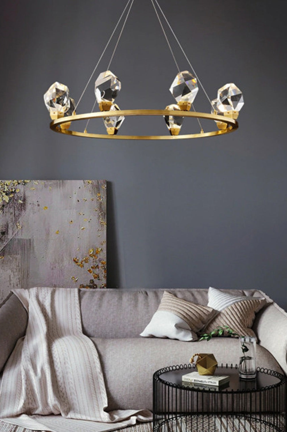 Brass Nicole Crystal Crown De Chandelier - view 3 | morylighting