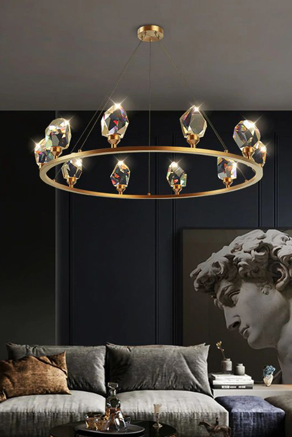 Brass Nicole Crystal Crown De Chandelier - view 5 | morylighting