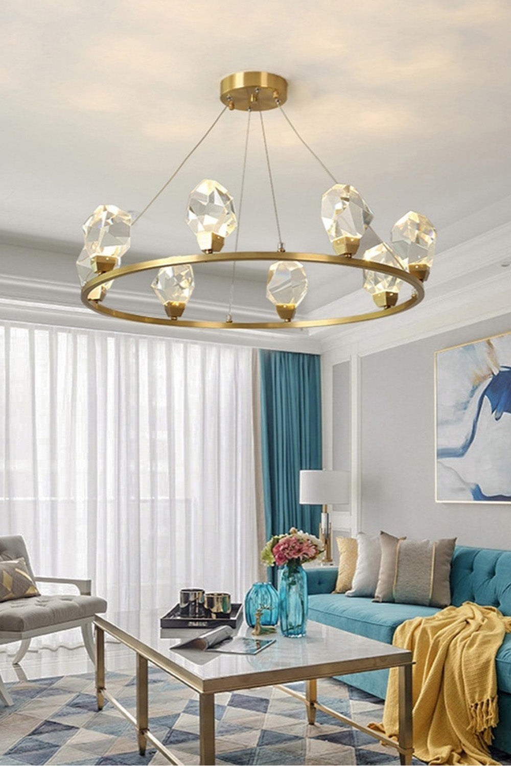 Brass Nicole Crystal Crown De Chandelier - view 6 | morylighting