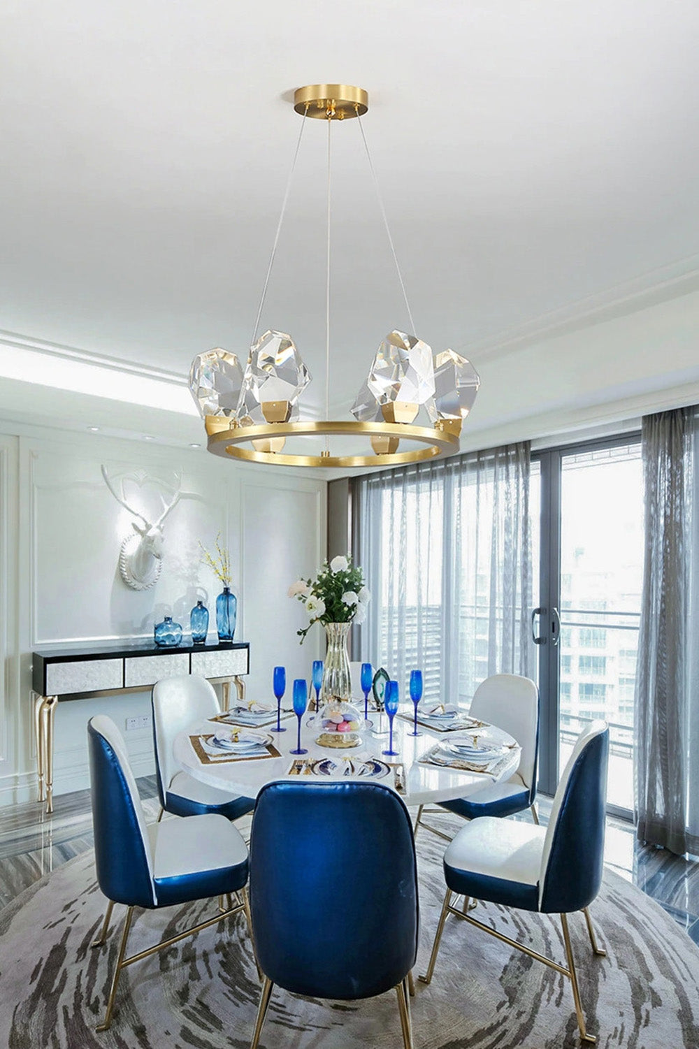 Brass Nicole Crystal Crown De Chandelier - view 8 | morylighting