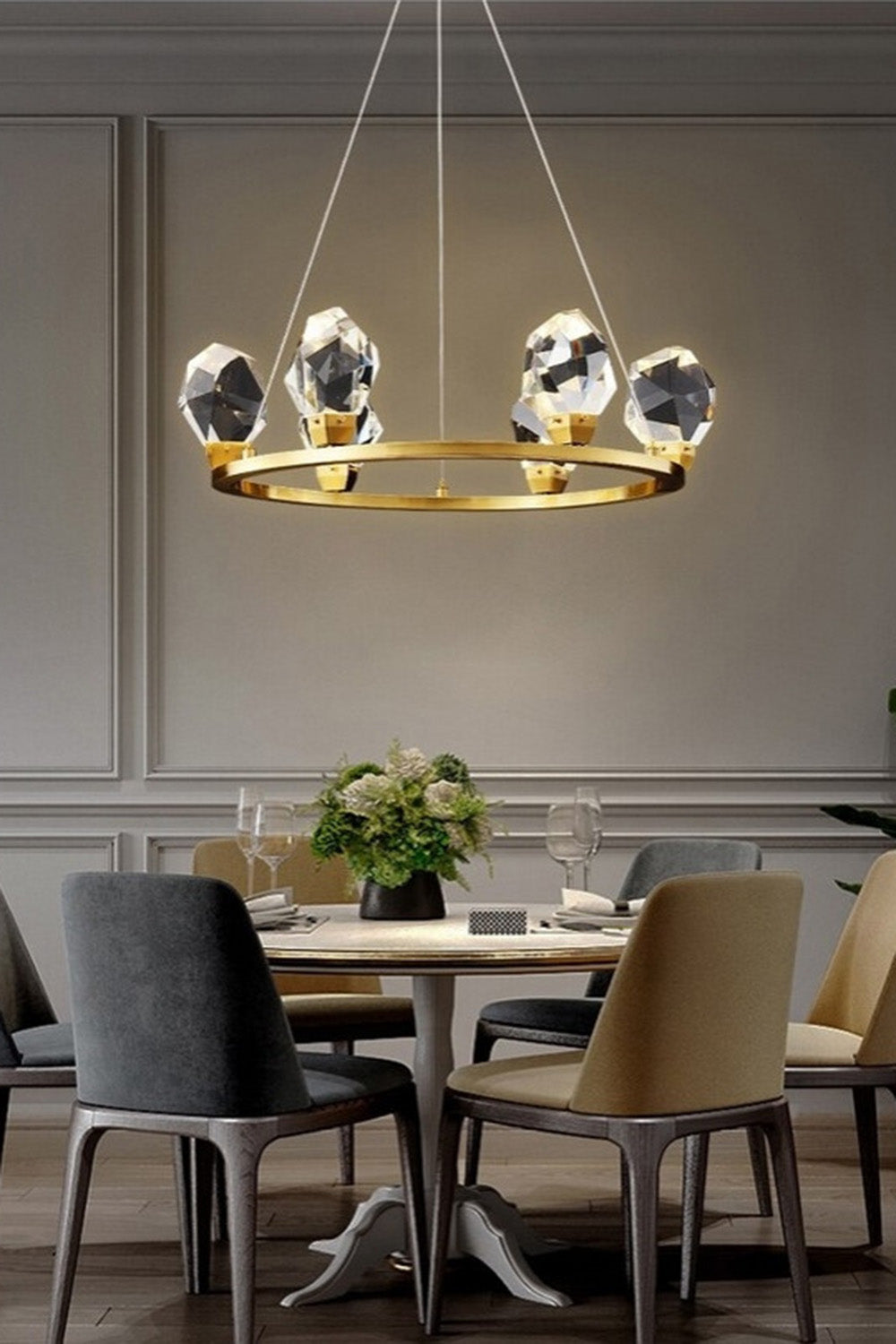 Brass Nicole Crystal Crown De Chandelier - view 9 | morylighting