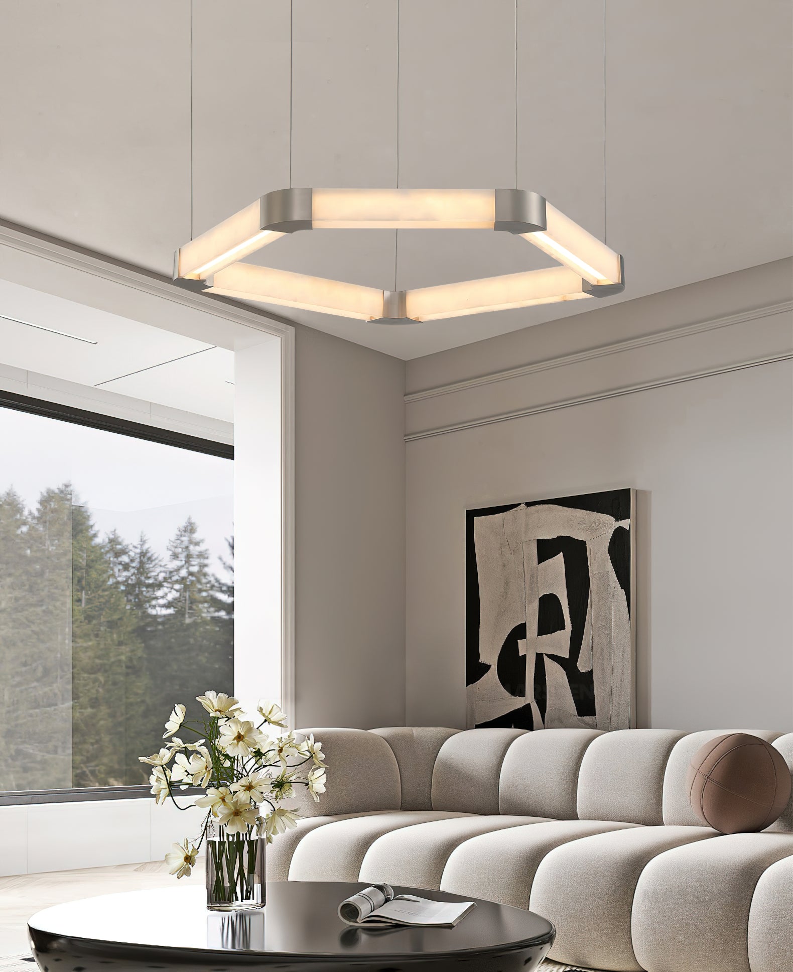 Ola Single Ring Alabaster Chandelier