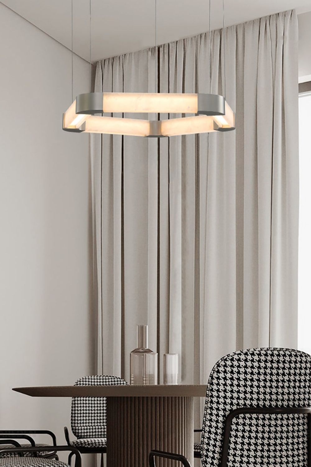 Ola Single Alabaster Ring Chandelier - view 4 | morylighting