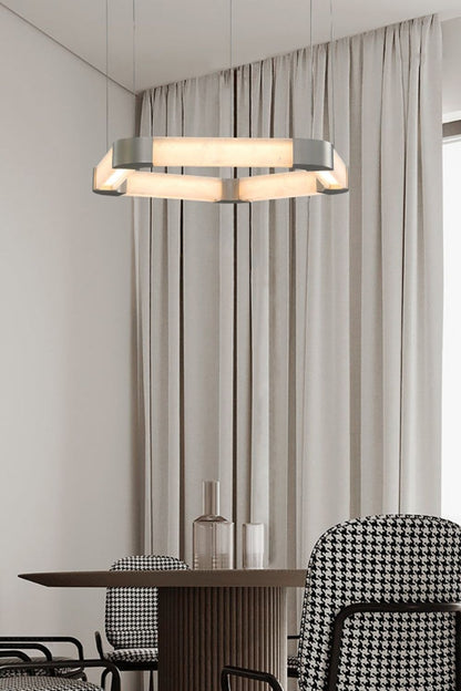 Ola Single Alabaster Ring Chandelier - view 4 | morylighting