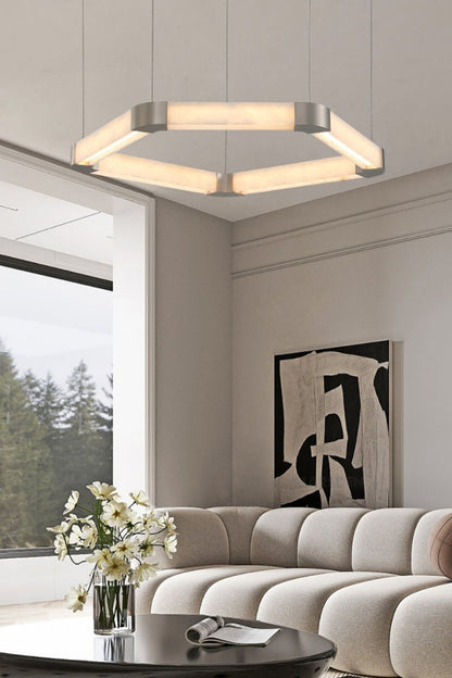 Ola Single Alabaster Ring Chandelier - view 2 | morylighting