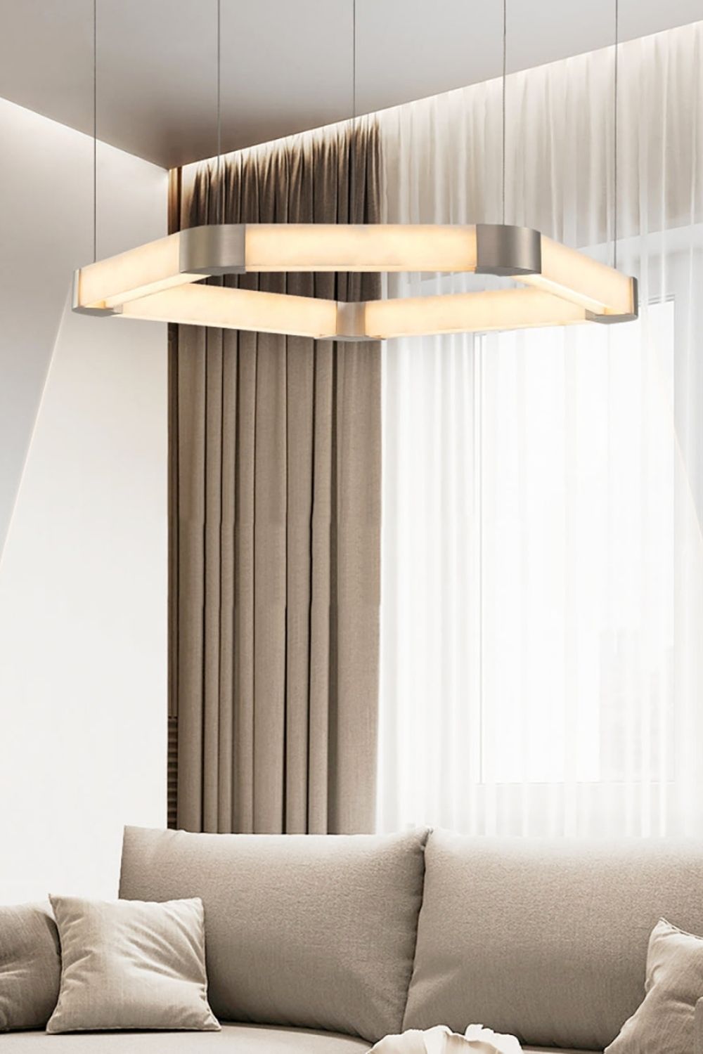 Ola Single Alabaster Ring Chandelier - view 9 | morylighting