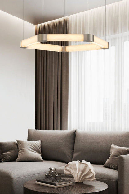 Ola Single Alabaster Ring Chandelier - view 10 | morylighting