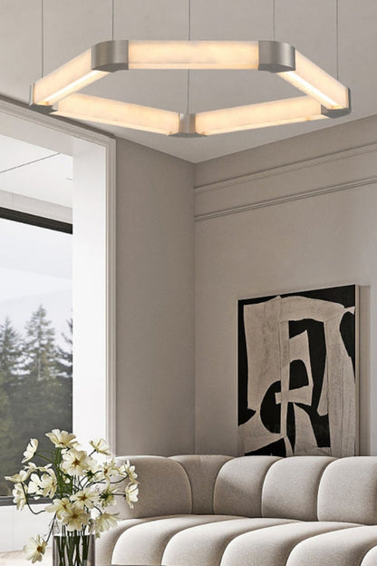 Ola Single Alabaster Ring Chandelier - view 8 | morylighting