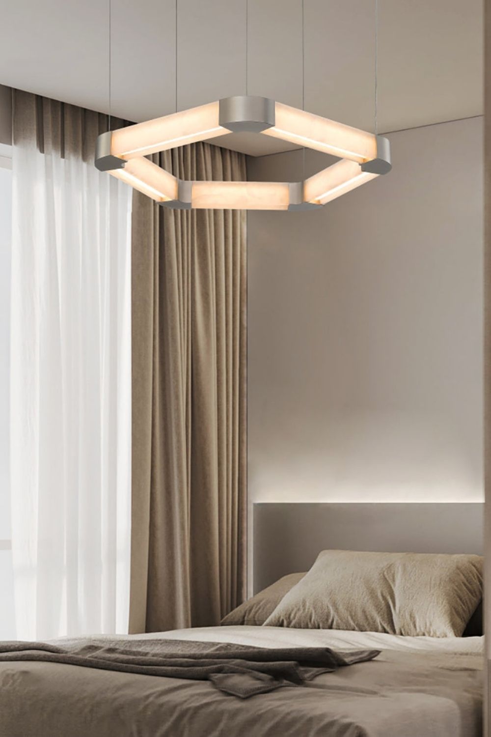 Ola Single Alabaster Ring Chandelier - view 3 | morylighting