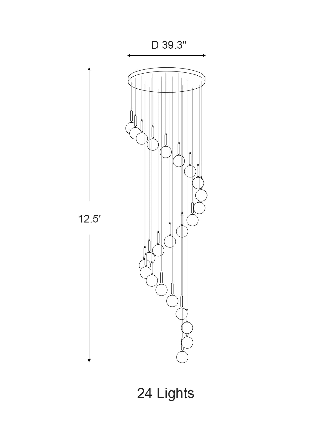 Morylighting Grand Luminous Spiral Iron & Glass Pendant - Background Shot