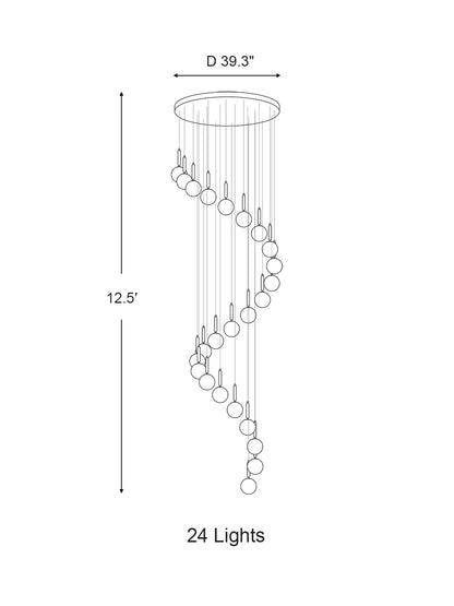 Morylighting Grand Luminous Spiral Iron & Glass Pendant - Background Shot