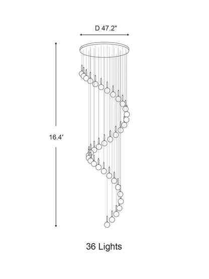 Morylighting Grand Luminous Spiral Iron & Glass Pendant - Background Shot