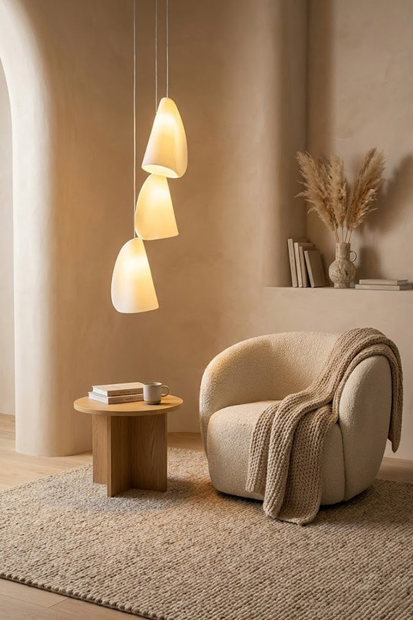Organic Petal Translucent Bone China Pendant Light - view 5 | morylighting