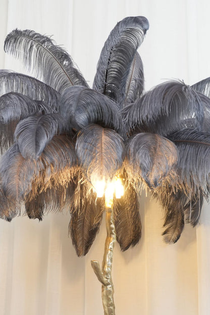 Brass Ostrich Feather Floor Lamp