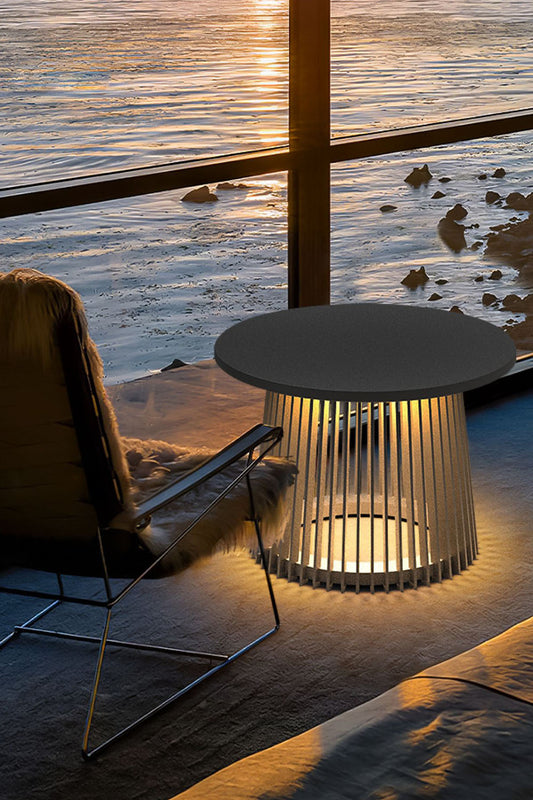 Outdoor Iron Round Table Floor Lamp - view 2 | morylighting