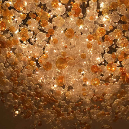 Oval flush mounted bubble chandelier