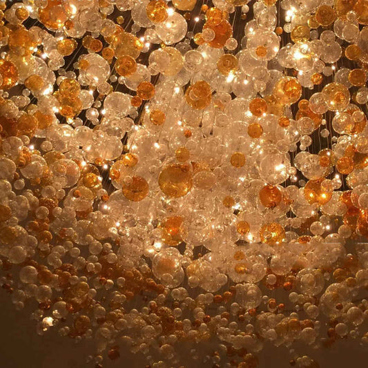 Oval flush mounted bubble chandelier