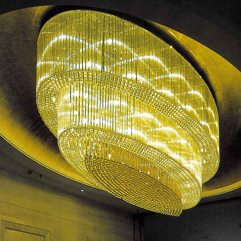 Oval flush mounted crystal chandelier