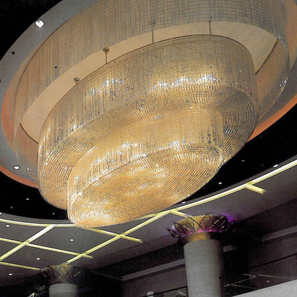 Oval flush mounted crystal chandelier