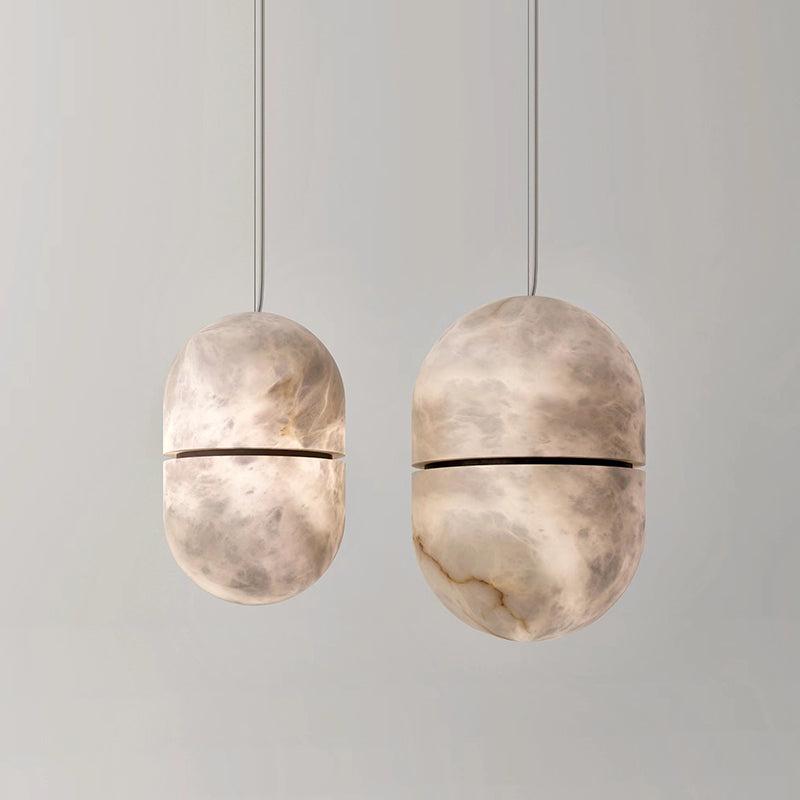 Morylighting Sculpted Alabaster Oval Pendant - elegant American entryway with 10-foot ceiling