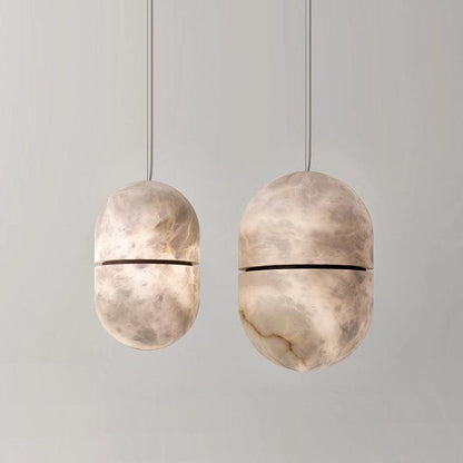 Morylighting Sculpted Alabaster Oval Pendant - elegant American entryway with 10-foot ceiling