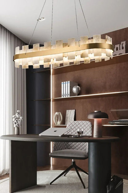 Oval Anita Alabaster Chandelier - view 2 | morylighting