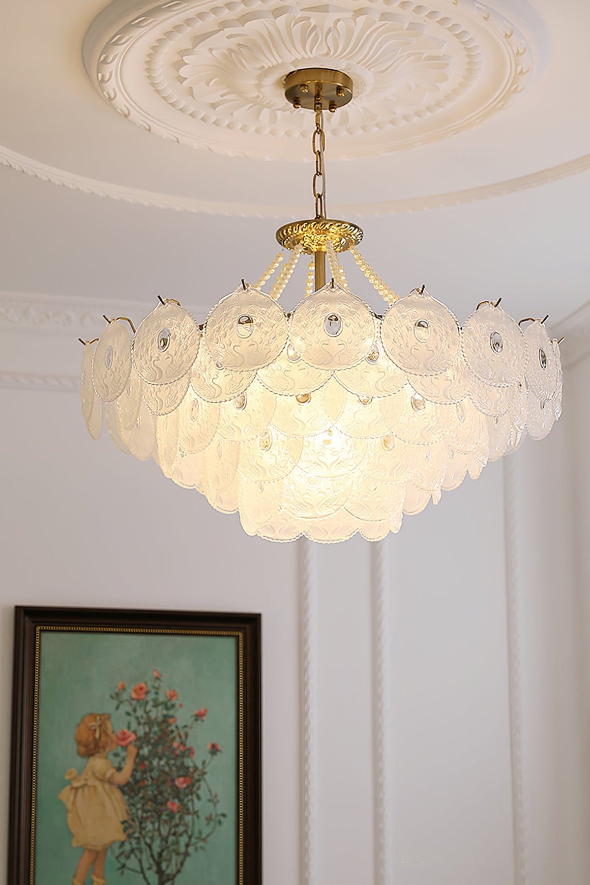 Pertid Glass Gold Chandelier - view 6 | morylighting
