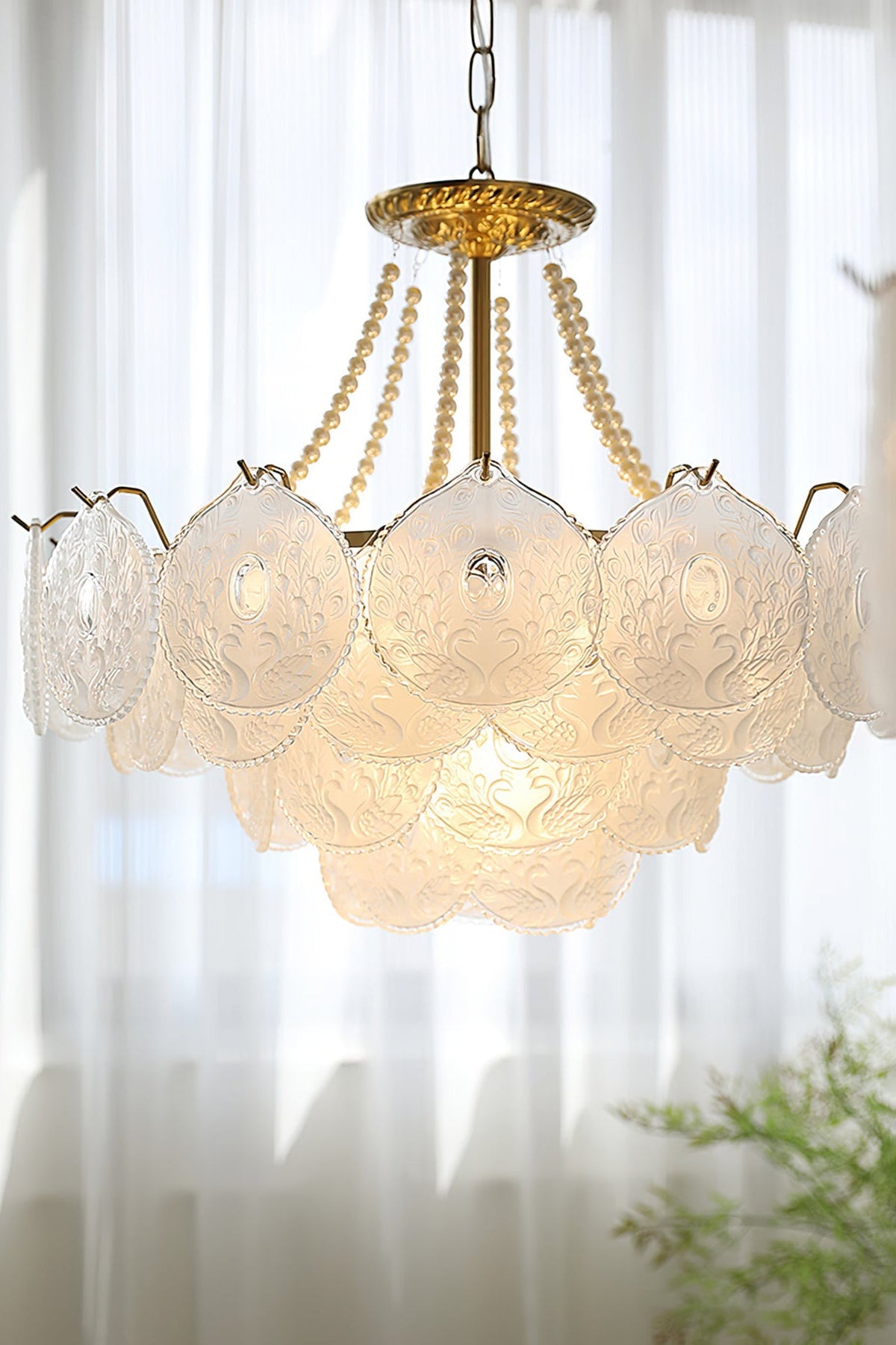 Pertid Glass Gold Chandelier - view 13 | morylighting